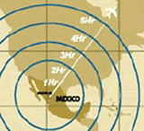 distances in flight hours from Mazatlán