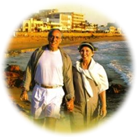 Retired couple on a beach of Mazatlan